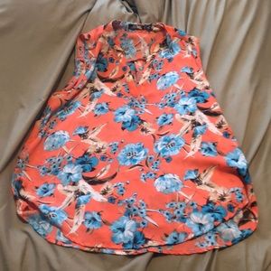 Lightweight orange and blue floral tank